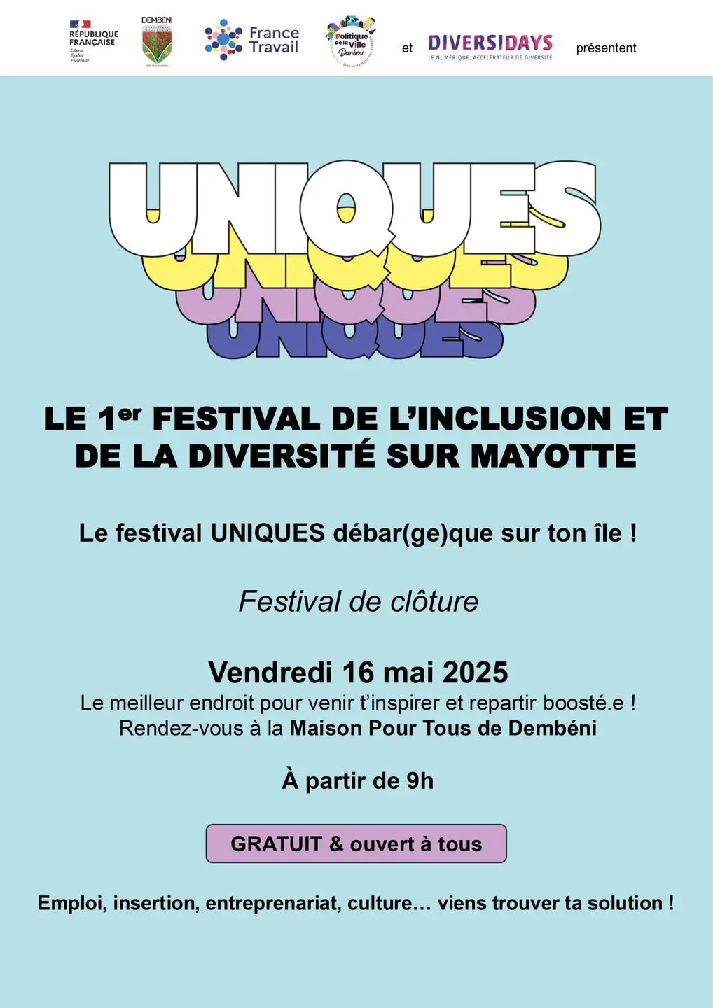 Le festival UNIQUES se termine à Dembéni avec un focus sur l’emploi et la formation.