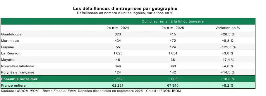 Défaillances d’entreprises : Mayotte fait exception