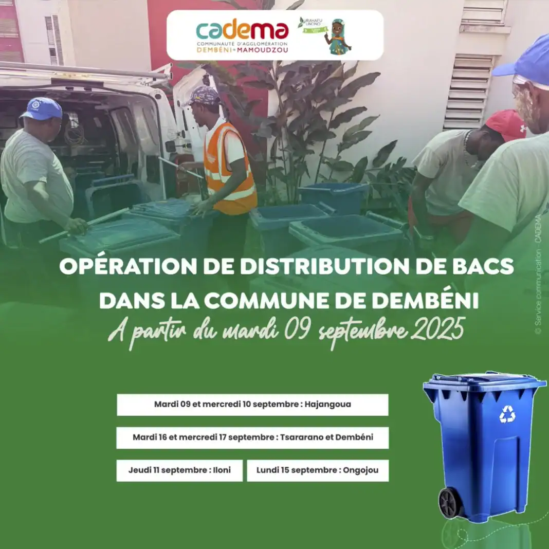Dembéni : la distribution gratuite des bacs à ordures débute cette semaine