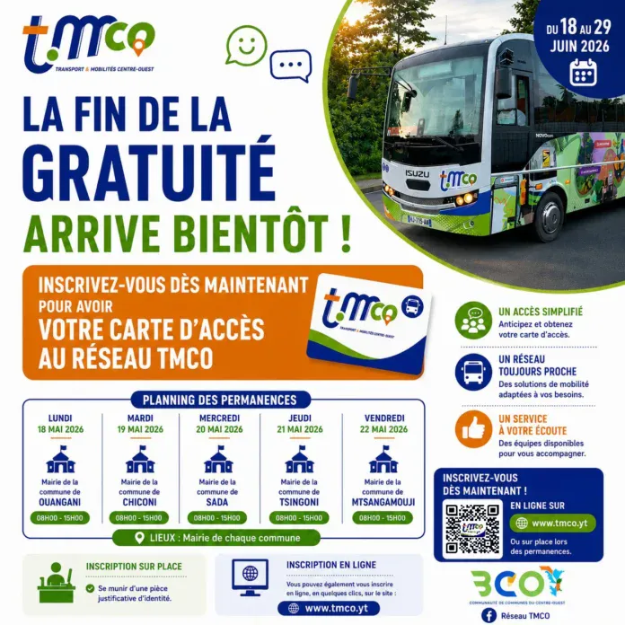 Fin prochaine de la gratuité sur le réseau TMCO