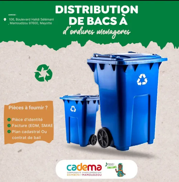 La CADEMA renforce la propreté à Tsoundzou 2 avec une distribution gratuite de bacs à ordures