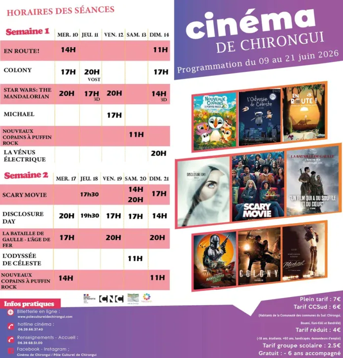 Le cinéma de Chirongui renouvelle sa programmation du 9 au 21 juin