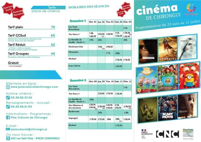 Programmation du cinéma de Chirongui du 29 juin au 12 juillet Programmation du cinéma de Chirongui du 29 juin au 12 juillet