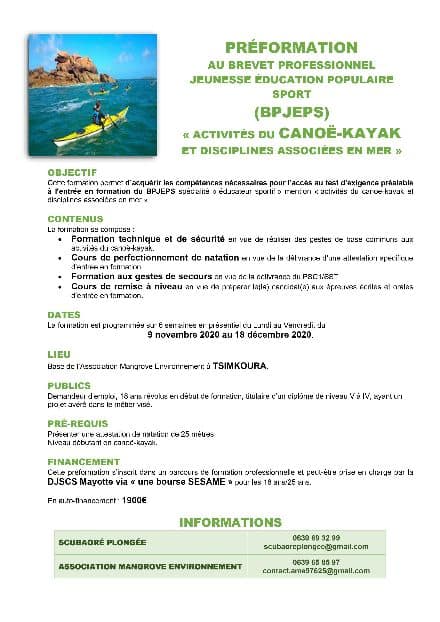 Formation BPJEPS Canoë-Kayak